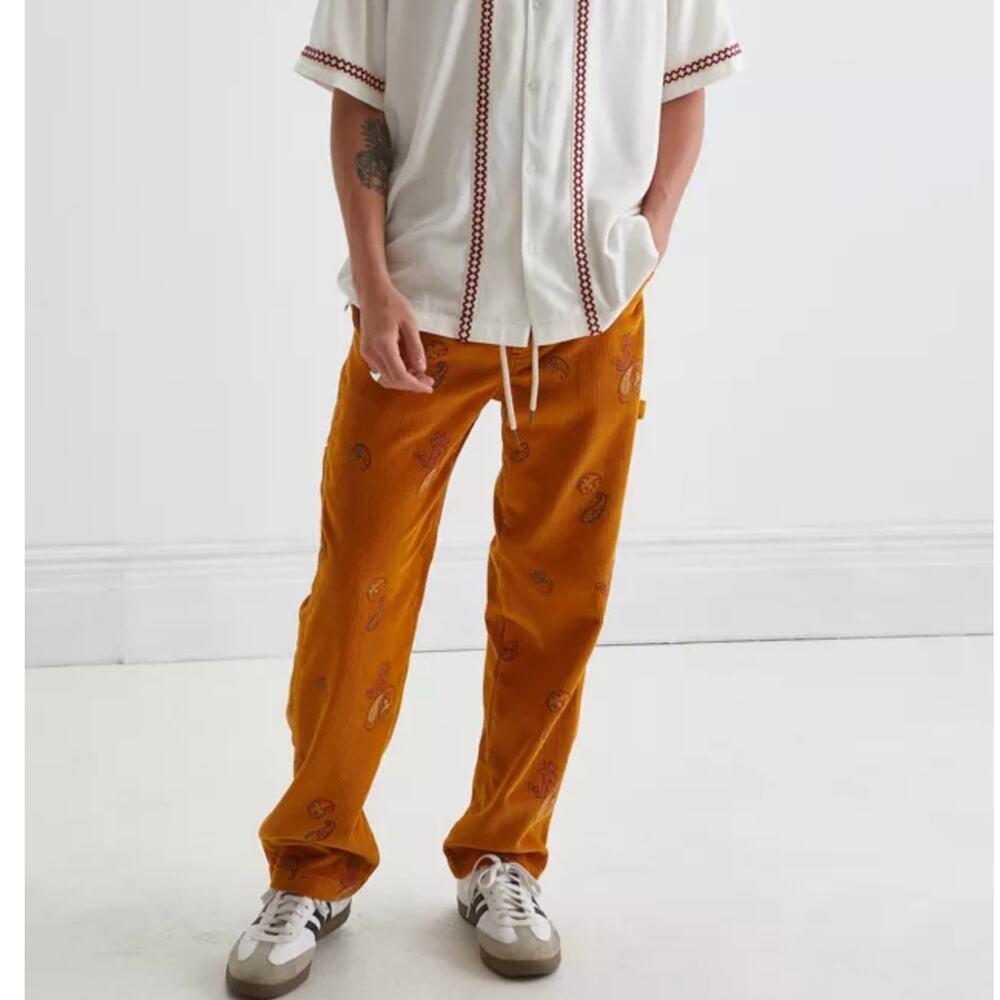 Urban Outfitters Orange Paisley-Print Chinos